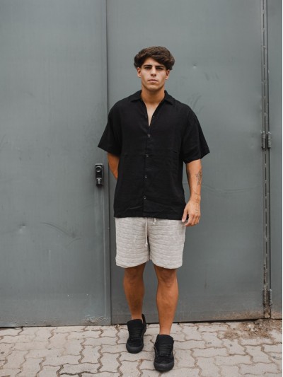 CAMISA BOXY LINO NEGRO