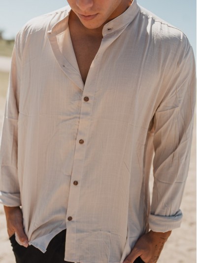 CAMISA LINO MAO ML BEIGE