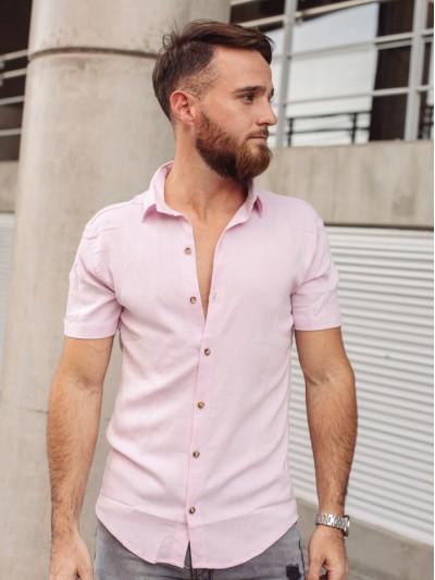 CAMISA LINO MC ROSA