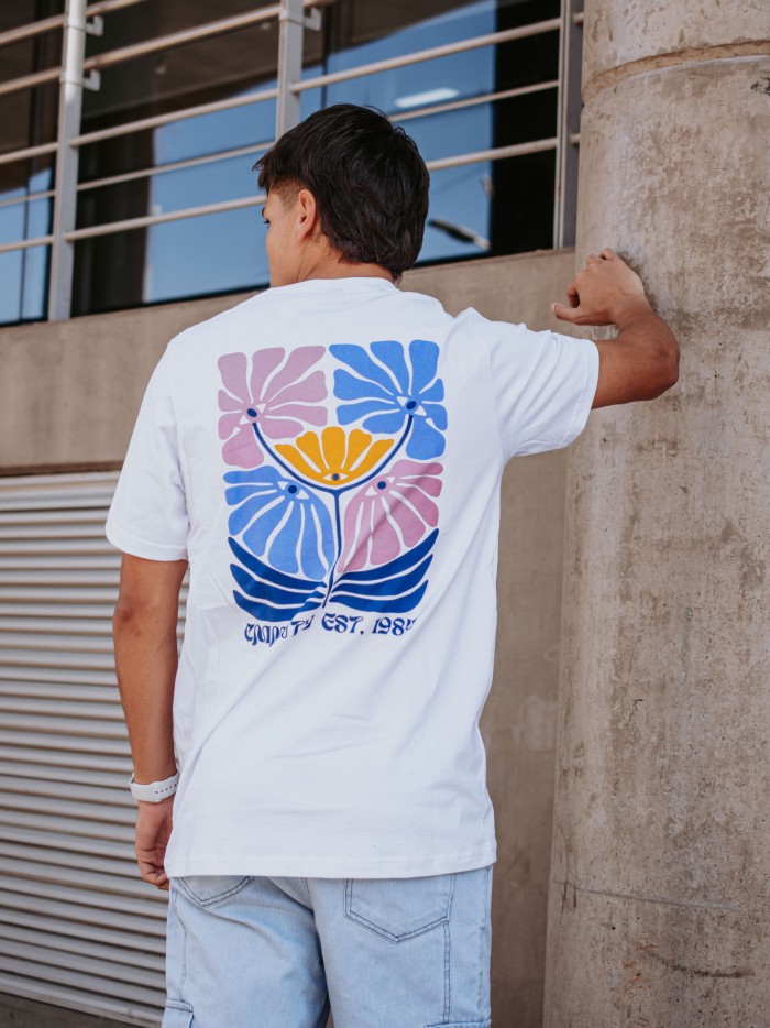 REMERA OJOS DE COLORES BLANCA