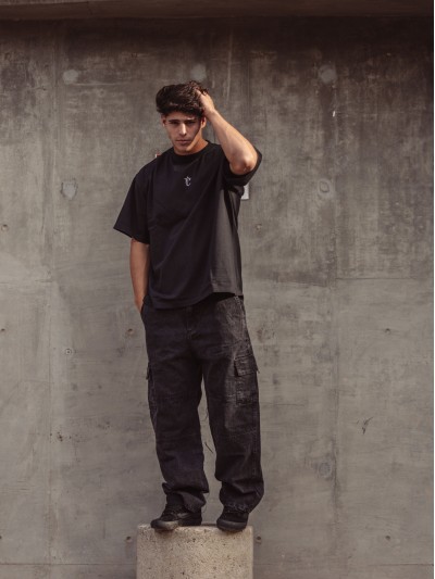 JEAN BAGGY CARGO WASHED NEGRO